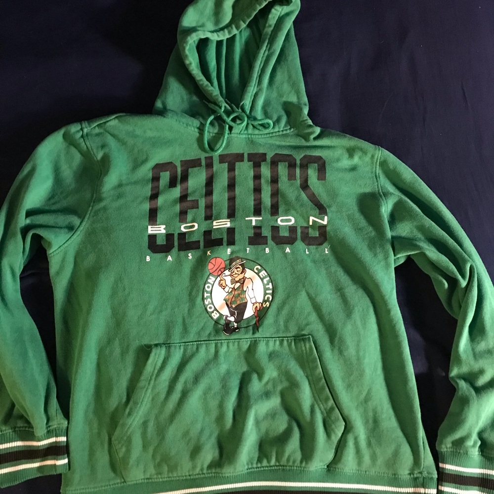 Men Large Boston Celtics Hoodie Lightweight OG Throwback Retro Tatum Bird